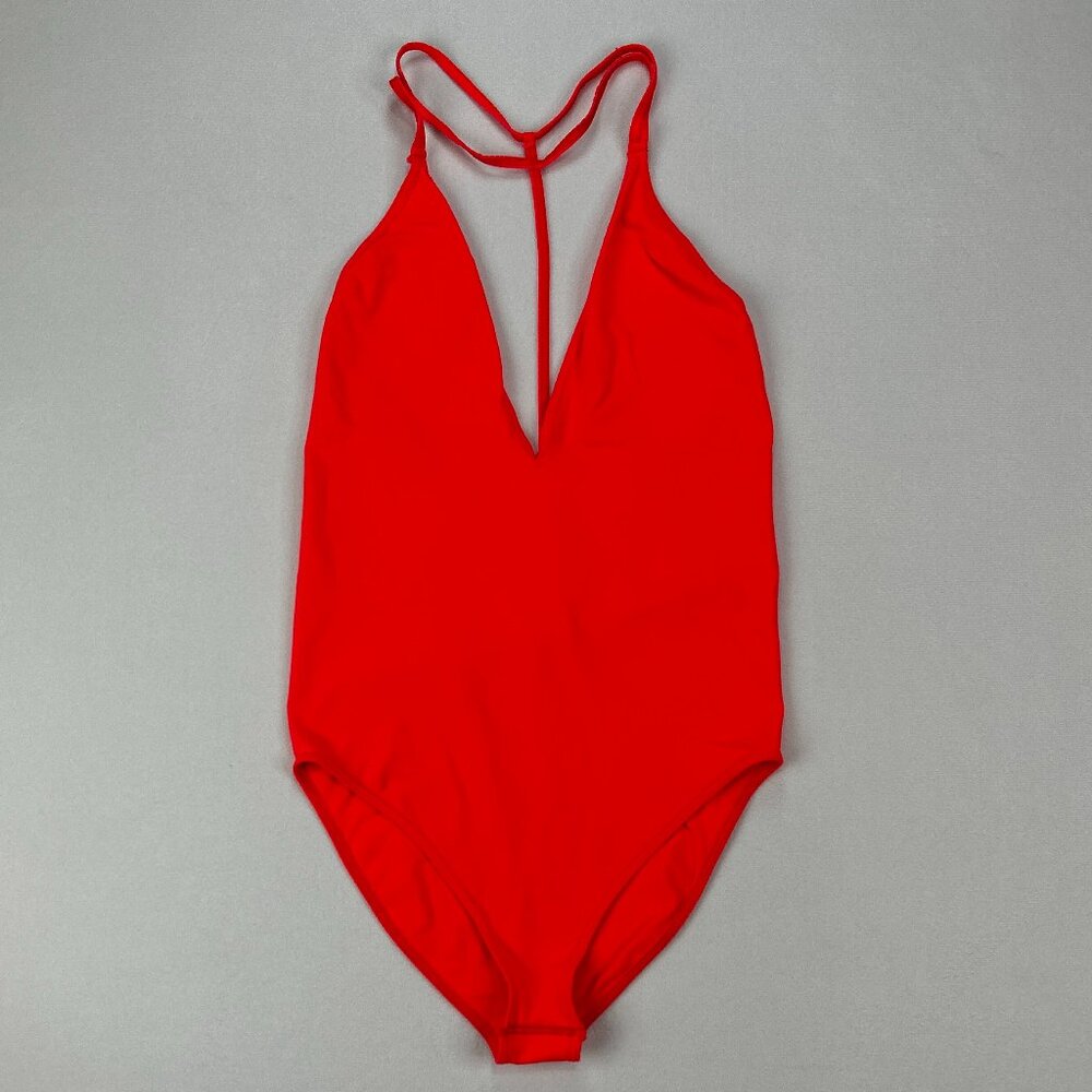 Free People Intimately Pink Bodysuit Sexy Deep V Neck Strappy Low Back XS/S